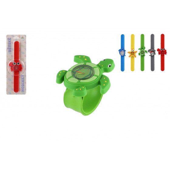 Teddies Kinderuhr selbstaufziehend Meereswelt Silikon 22cm mit Batterie 5 Arten auf Karte