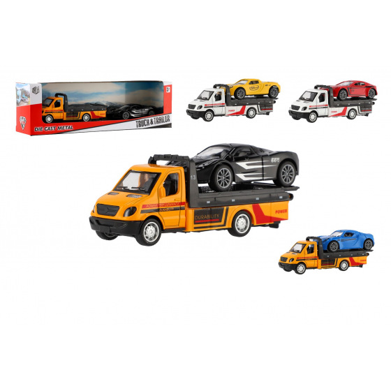Teddies Abschleppwagen + Auto Metall/Kunststoff 11cm mit Rückzug, verschiedene Modelle in Schachtel 24x7,5x6cm