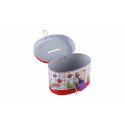 Teddies Spardose mit Schloss aus Blech oval 10x6cm 4 Farben