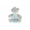 Teddies Medvěd natahovací hrací strojek chrastítko plyš 16x21,5cm modrý na kartě v sáčku 0+