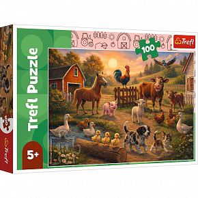 Trefl Puzzle Přátelé z venkova 100dílků 41x21,5cm v krabici 29x19x4cm