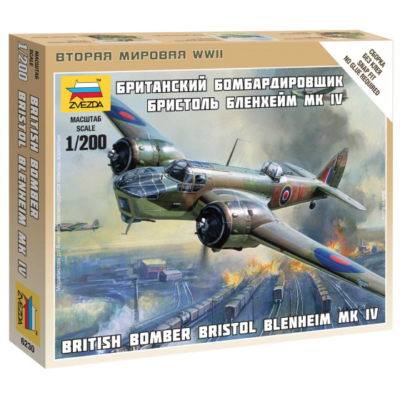 Zvezda Wargames (WWII) Flugzeug 6230 - Britischer Bomber Bristol Blenheim IV (1:200)