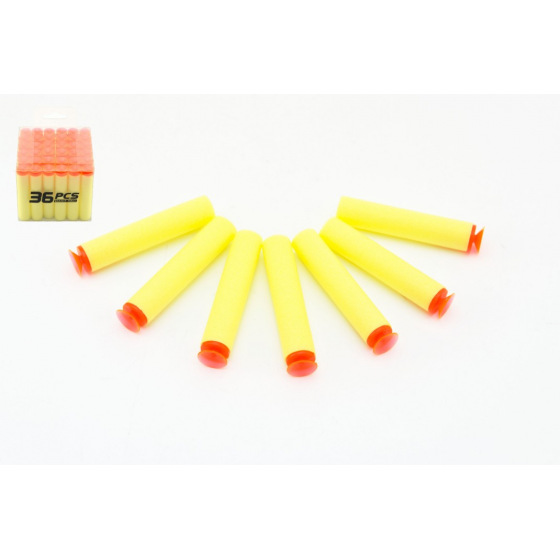 Teddies Ersatz-Schaumstoffgeschosse für Pistole 36 Stück mit Saugnäpfen 4 Farben in Schachtel 8x7x8cm