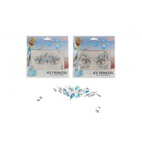 Teddies Obličejové zdobící diamanty/kamínky Ledová princezna plast 2 druhy v sáčku 18x17,5cm