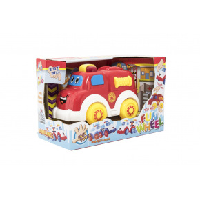 Teddies Auto hasiči pro nejmenší plast 15cm na volný chod na bat. se světlem se zvukem v krabičce 12m+