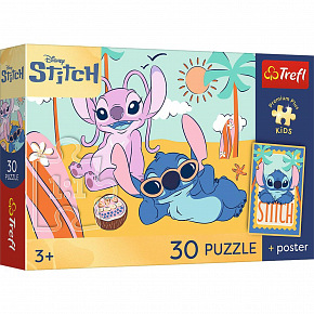 Trefl Puzzle Premium Plus Kids - Lilo&Stitch 27x20cm + plakát 30 dílků v krabičce 21x14x4cm