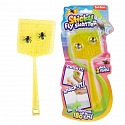 Teddies Plácačka na mouchy 18cm natahovací lepkavá + mouchy 2ks 4 barvy na kartě 12x26,5x1cm