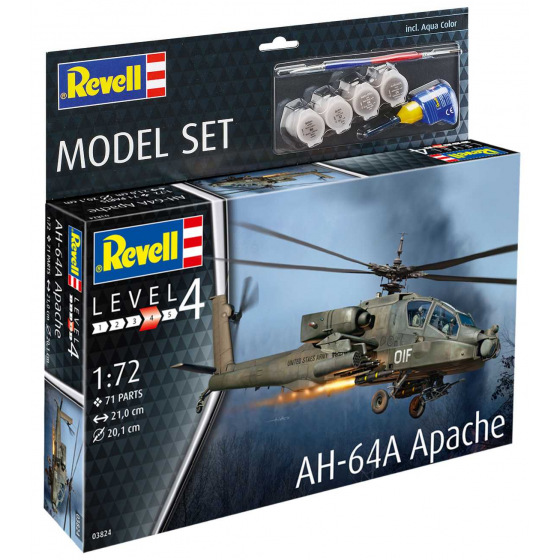 Revell ModelSet vrtulník 63824 - AH-64A Apache (1:72)