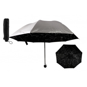 Teddies Deštník hvězdná obloha skládací 25cm látka/kov pro dospělé stříbrný v sáčku