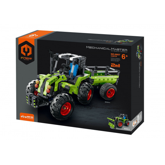 iM.Master Stavebnice iM.MASTER traktor/traktor s valníkem 2v1 plast 346 dílků v krabici 31x23x6,5cm