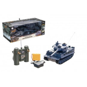Teddies Tank RC plastik 33cm TIGER I 27MHz bateria + akumulator z dźwiękiem i światłem w pudełku 40x15x19cm
