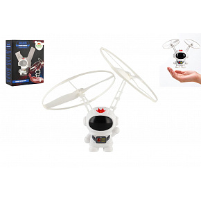 Teddies Galaxík kosmonaut s vrtulemi reagující na pohyb ruky s USB kabelem bílý v krabici 13x15,5cm