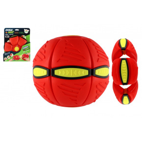 DiskMíč - Hoď disk, chyť míč! plast 22cm červený na kartě 21,5x27x7cm