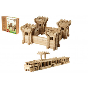 Teddies Stavebnica drevený hrad 282 dielikov v krabici 38x30,5x7cm