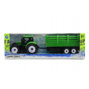 Teddies Traktorek pluszowy z przyczepką plastikową 28cm w zestawie 2 kolory w pudełku