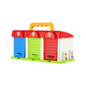 Teddies Garage mit 3 Autos + Zubehör aus Kunststoff in der Box 27x14x15cm