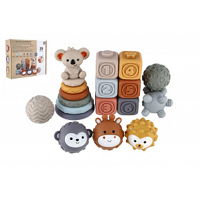 Teddies Sada skládanek s míčky 19ks v krabici 6m+