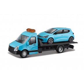 Bburago – STREET FIRE, Přepravní vozidlo Flatbed Transport + Renault Clio, 1:43