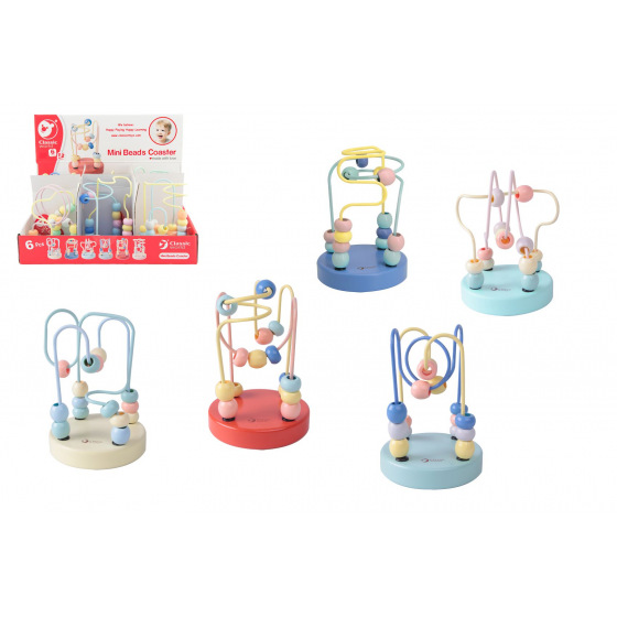 Teddies Edukační labyrint dřevo/kov 9x13cm 6 druhů