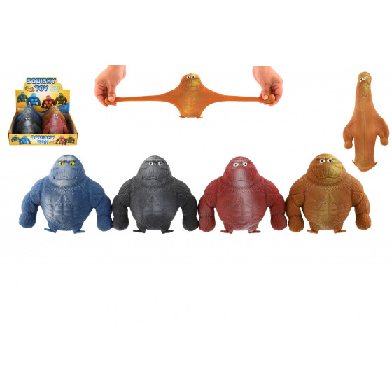 Teddies Gorila antistresová naťahovacia plnená pieskom 400 g silikón 12cm 4 farby 8ks v boxe