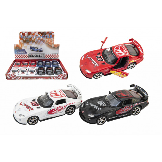 Teddies Auto Kinsmart Dodge Viper GTS-R 1:36 12,5cm kov/plast 4 barvy na zpětné natažení