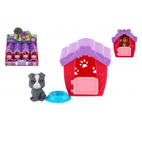 Teddies Domek ze zwierzakiem i akcesoriami plastikowy 6x7cm 2 rodzaje