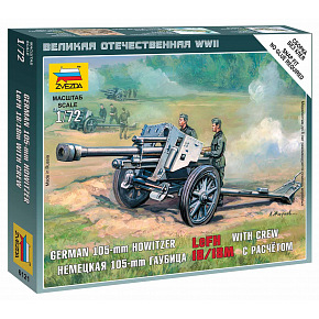 Zvezda Wargames (WWII) Militär 6121 - Deutscher Haubitze leFH-18 (1:72)