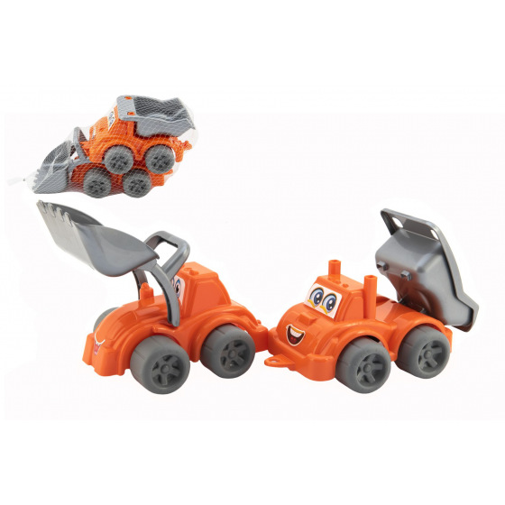 Teddies Baumaschinen 2 Stück Kunststoff mit Freilauf im Netz 13x17x28cm 12m+