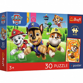 Trefl Puzzle Premium Plus Kids - Paw Patrol 27x20cm + plakát 30 dílků v krabičce 21x14x4cm
