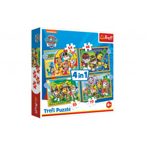 Trefl Puzzle 4v1 Prázdniny Tlapková Patrola/Paw Patrol 28,5x20,5cm v krabici 28x28x6cm