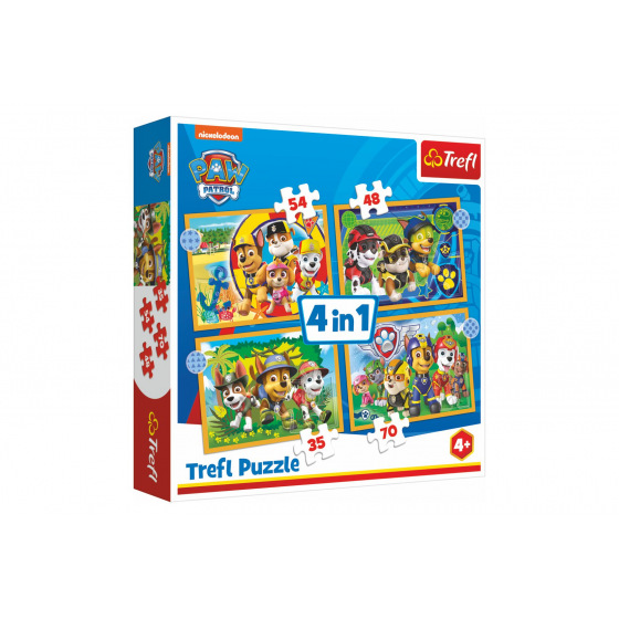 Trefl Puzzle 4in1 Urlaub Paw Patrol 28,5x20,5cm in der Box 28x28x6cm