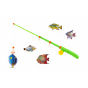 Teddies Spiel Fische/Angler magnetisch Kunststoff 5 Stk.+Rute Kunststoff 39cm 2 Farben auf Karte