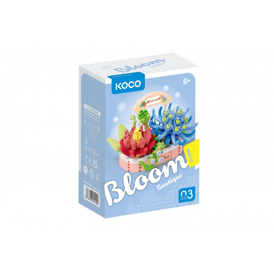 KOCO Stavebnice mini KOCO Kouzlo sukulentů plast 271ks v krabičce 11x15x6cm