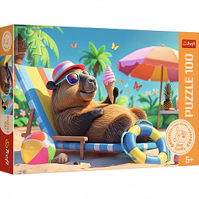 Trefl Puzzle Relax ve stylu kapybary 41x27,5cm 100 dílků v krabici 29x19x4cm