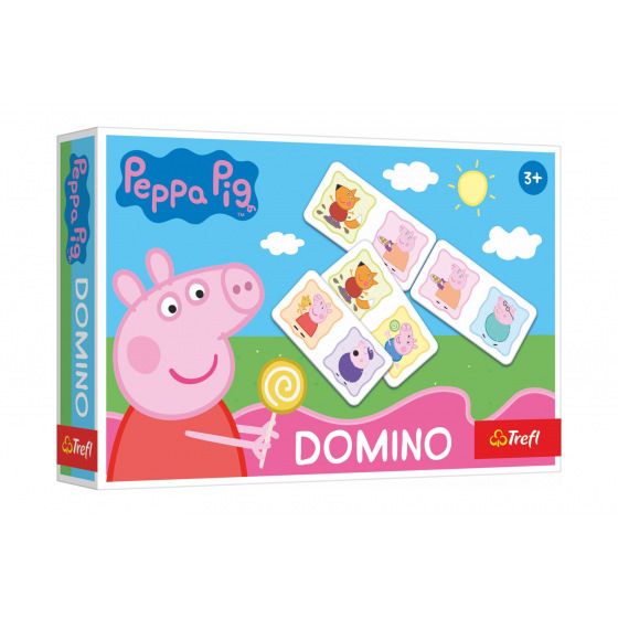 Trefl Domino papírové Prasátko Peppa/Peppa Pig 21 kartiček společenská hra v krabici 21x14x4cm