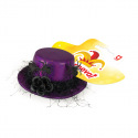 Rappa Mini klobouk fialový s černou květinou a pavoučky