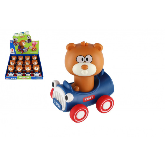 Teddies Medvěd/Medvídek Zmáčkni a jeď plast 9x11cm na setrvačník