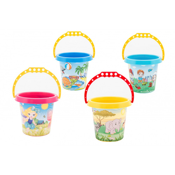Teddies Eimer für Sand aus Kunststoff 15x13cm 4 Farben 12m+