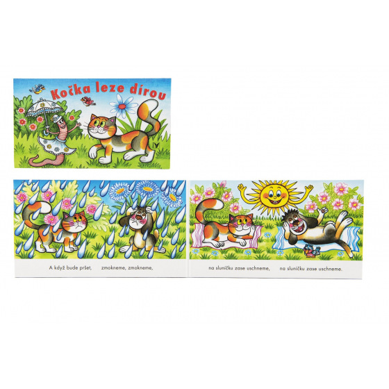 Albatros Buch Leporello Katze kriecht durch das Loch 16x9cm CZ Text