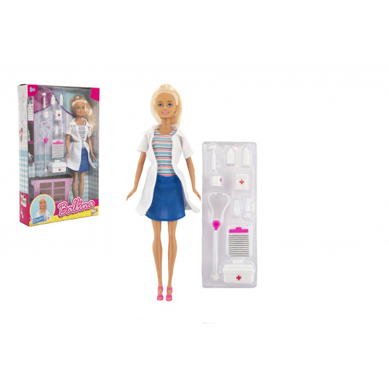 Teddies Puppe Doktorin Kunststoff 30cm mit Zubehör in Schachtel 20x33x5cm