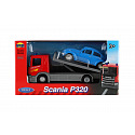 Dromader Dromedár Auto odťahovka Welly Scania P320 + auto kov/plast 15 cm mix druhov v krabičke 18,5 × 10 × 6 cm