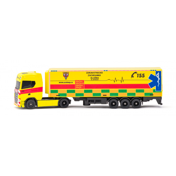 Maisto - CZ - Mini pracovné stroje, Kontajnerový náves Scania 770S GOLEM EMS, Česká republika, 1:64