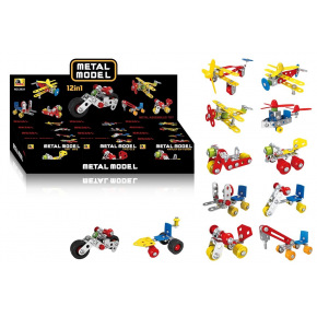 Teddies Stavebnice dopravní prostředek kov/plast v krabičce 11x6cm mix druhů