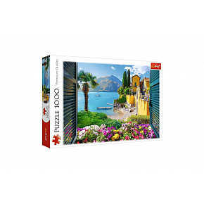Puzzle Výhled na jezero Como 1000 dílků 68,3x48cm v krabici 40x27x6cm