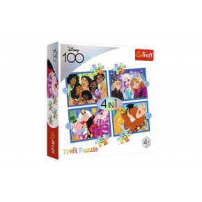 Trefl Puzzle 4w1 Happy World Disney 28,5x20,5cm w pudełku 28x28x6cm