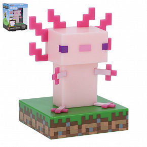 Lampička Axolotl Minecraft na baterie v krabičce 10,5x14x9cm