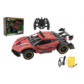 Teddies Auto RC Sport červené 33cm plast 2,4GHz na baterie + dobíjecí pack v krabici 43x36x13cm