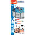 Bestway Nadzemní bazén Steel Pro MAX šedý, kartušová filtrace, schůdky, plachta, 3,96m x 1,22m