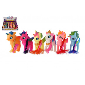 Teddies Jednorožec s křídly česací plast 14cm s hřebenem 6 druhů 18ks v boxu