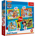 Trefl Puzzle 4v1 Glückliches Team Paw Patrol in der Box 28x28x6cm